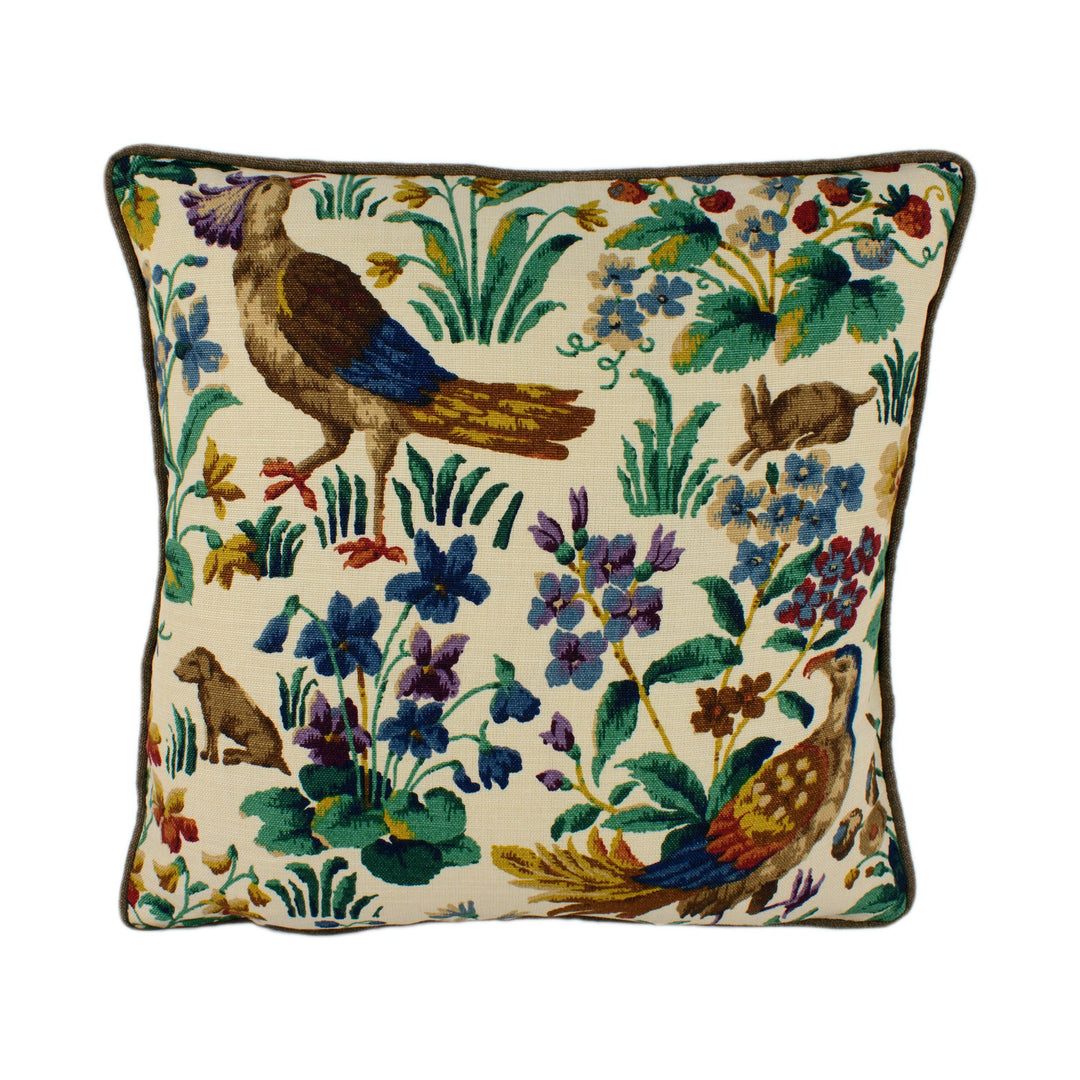 Sanderson - Cluny - Cream / Brown / Multi - Cushion Cover Throw Pillow Designer Home Decor.