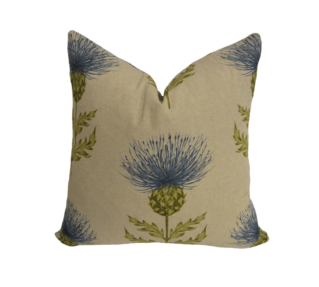 Voyage - Blair - Azure - Lovely Thistle Cushion Cover Throw Pillow Designer Home Decor.