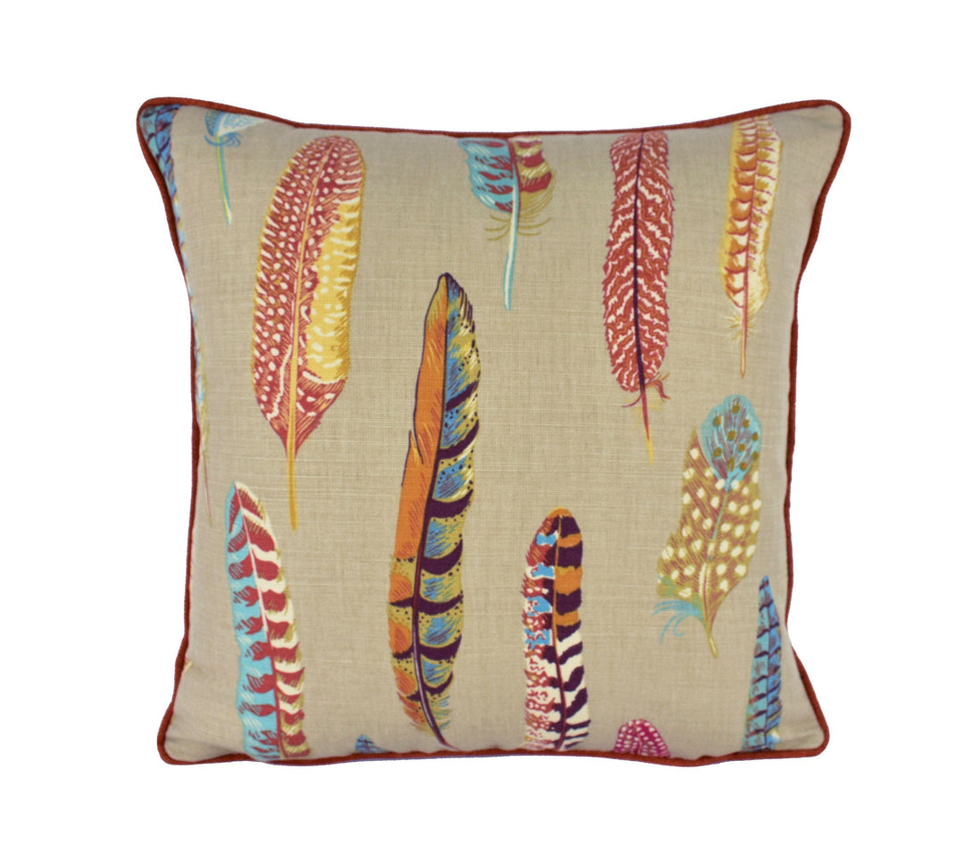 Sanderson - Lismore - Teal / Russet - Cushion Cover Throw Pillow Contrast Piped Designer Home Decor.