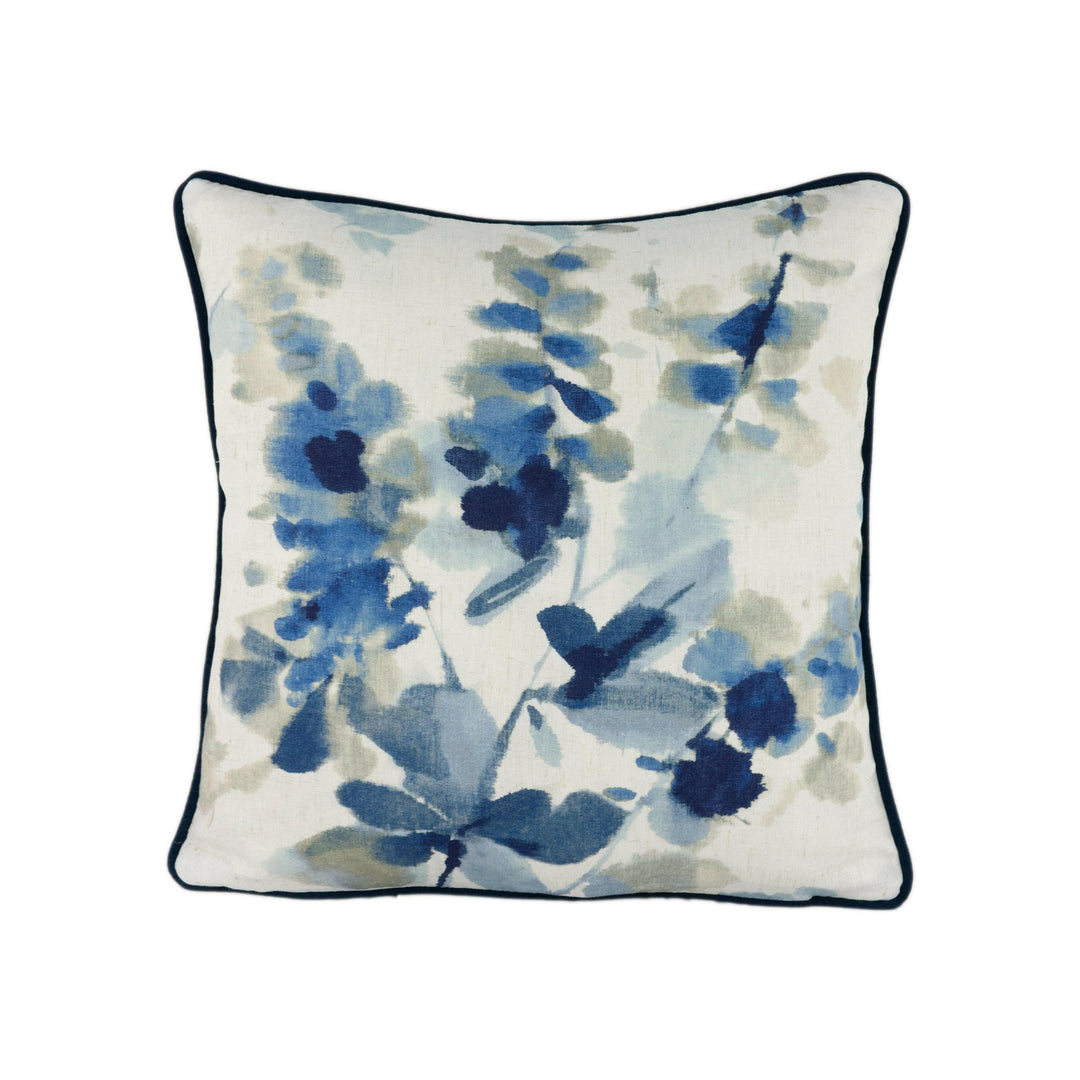 Sanderson - Delphiniums  - Indigo - Stunning Fresh Floral Designer Cushion Cover - Luxury Throw Pillow - Handmade Home Decor.