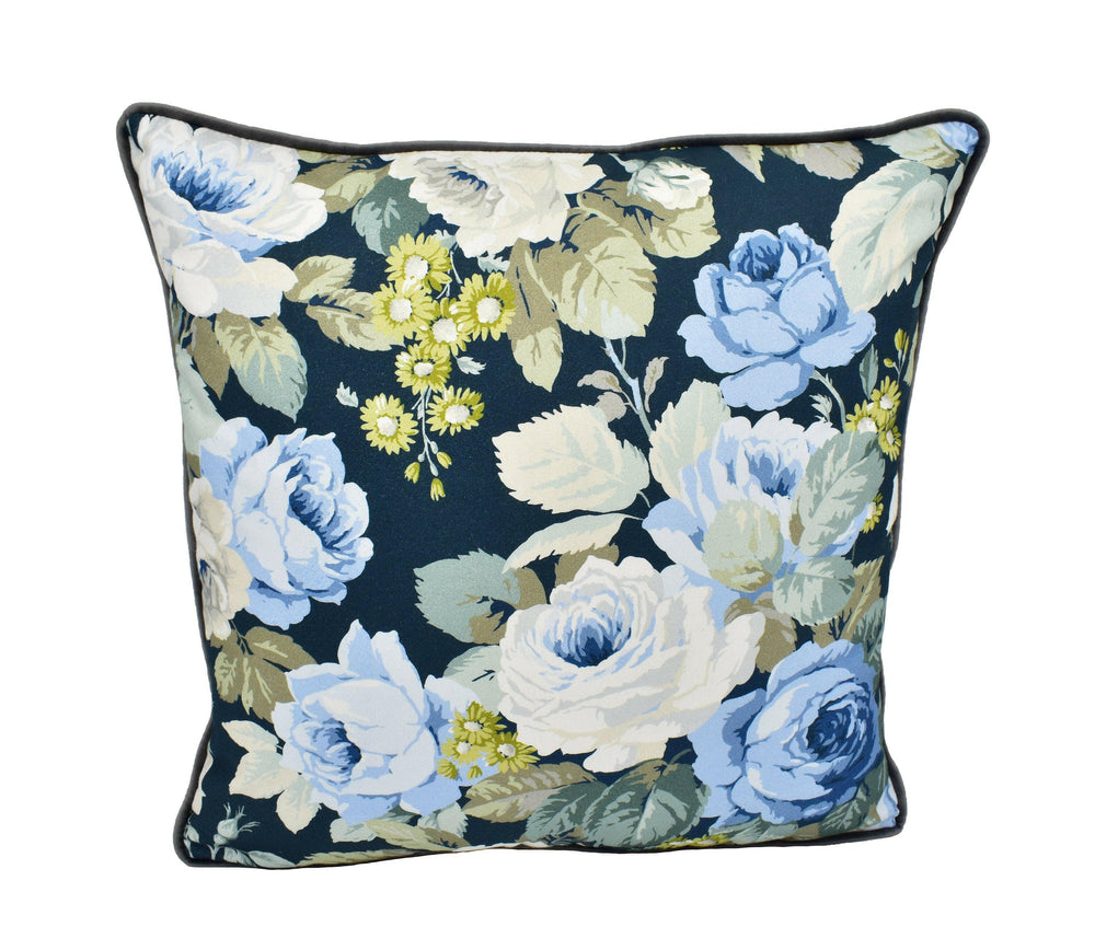 Sanderson - Chelsea - Forest / Indigo - Contrast Piped Cushion Cover Throw Pillow Designer Home Décor.