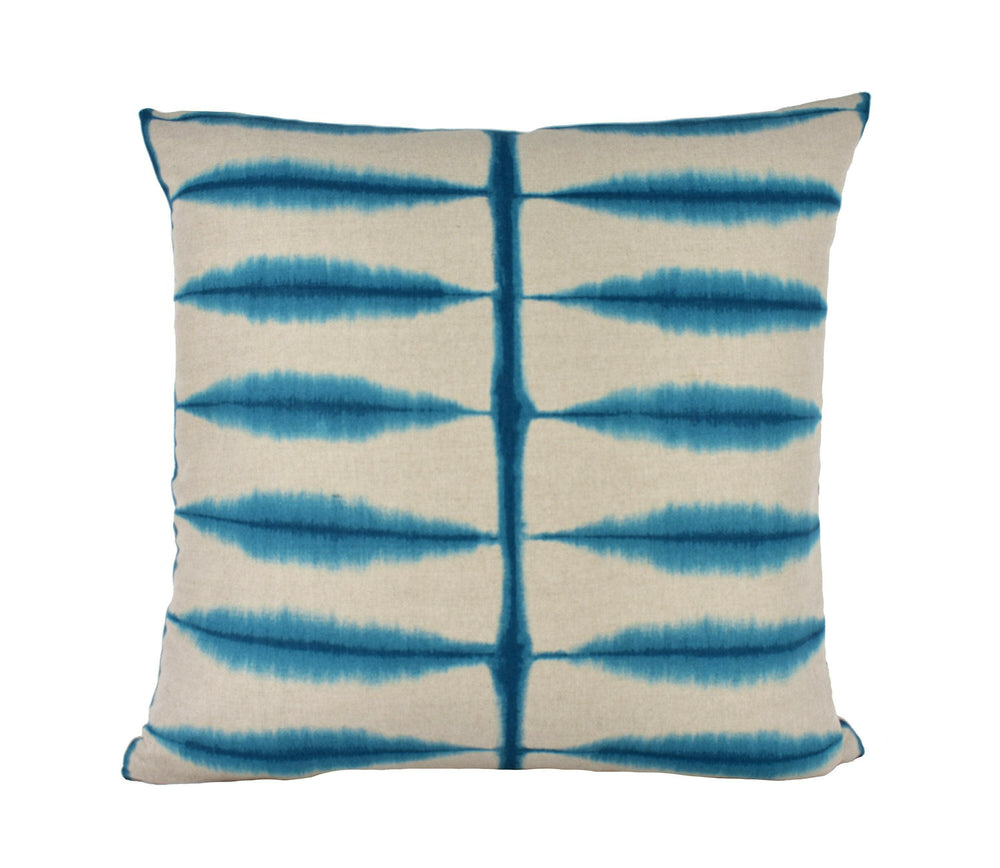 Scion - Shibori - Teal / Linen - Ancient Japanese Shibori Technique Cushion Cover - Handmade Throw Pillow Designer Home Decor.