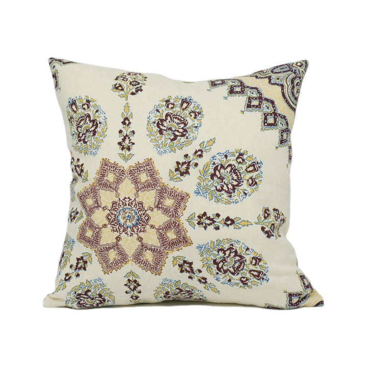 Quadrille - Persepolis - Wine / Blue - Exotic Arabic Inspired Geometric Cushion Cover - Handmade Throw Pillow - Designer Home Décor.