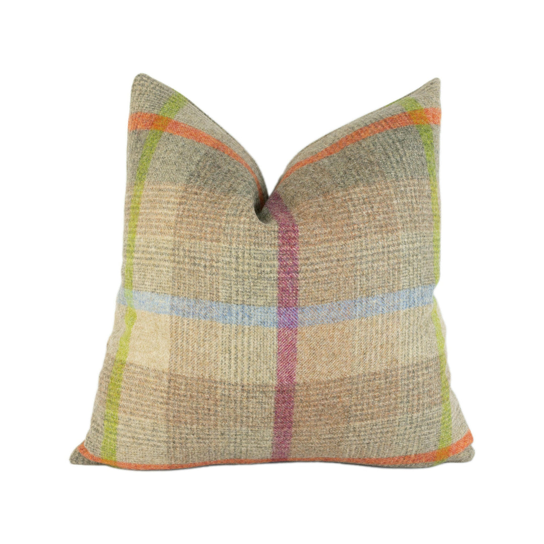 Abraham Moon - Malham - Natural - 100% Wool Cushion Cover - Designer Plaid Pillow Cover - Handmade Custom Abraham Moon Pillow.