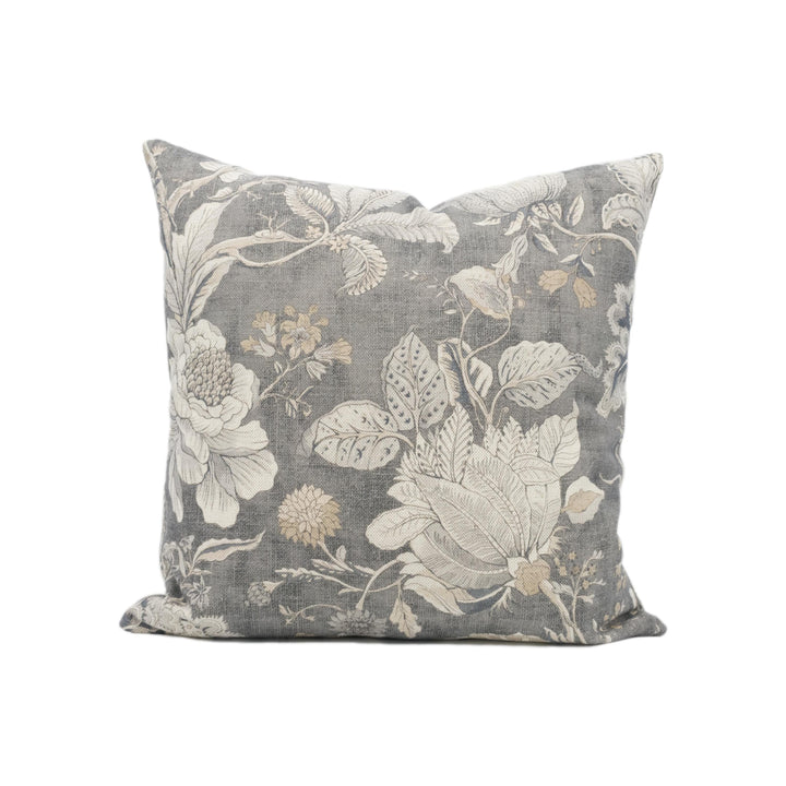 Clarke & Clarke Sissinghurst Cushion Cover – Charcoal Floral Throw Pillow