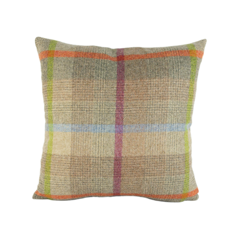 Abraham Moon - Malham - Natural - 100% Wool Cushion Cover - Designer Plaid Pillow Cover - Handmade Custom Abraham Moon Pillow.