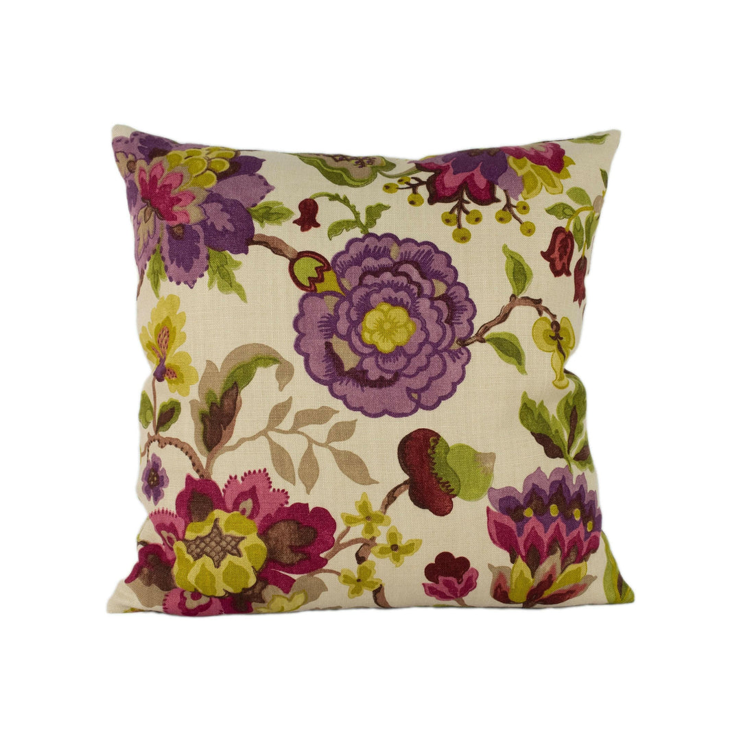 Sanderson - Amanpuri - Mulberry / Olive - Classic 1920's Jacobean Floral Designer Cushion Cover - Luxury Throw Pillow - Handmade Home Decor.