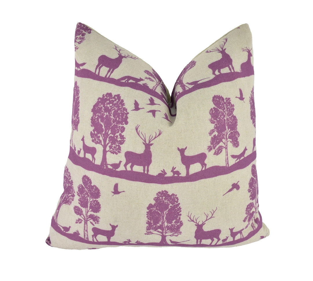 Voyage - Cairngorms - Berry - Wonderful Scottish Highland Fauna & Floral Cushion Cover - Handmade Throw Pillow Designer Home Decor.