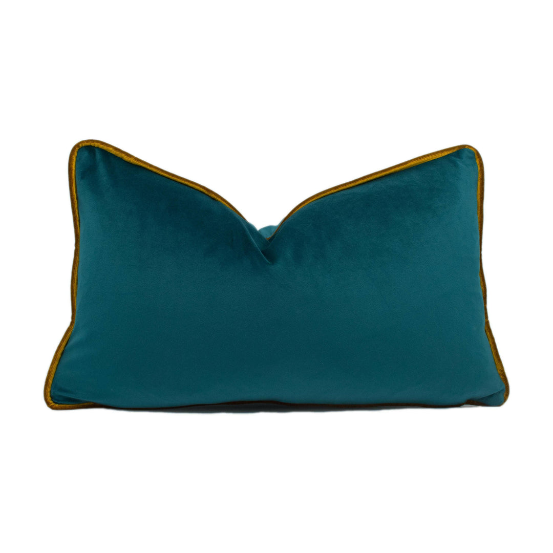 Designer Velvet Stunning Teal Cushion Covers Pillow Throw with contrast Piping.