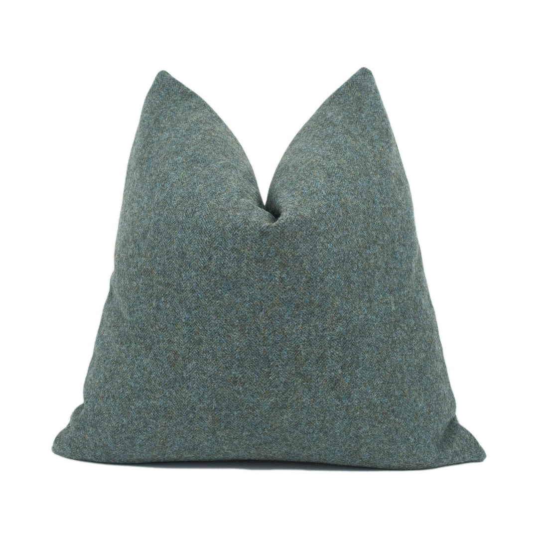 Abraham Moon - Aberdeen - Sea - 100% Wool Cushion Cover - Designer Plaid Pillow Cover - Handmade Custom Abraham Moon Pillow.