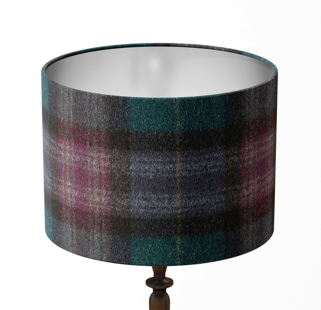 Abraham Moon - Threshfield - Jade - Lampshade Stunning Handmade, Drum Plaid Lamp Shade, Home Decor.