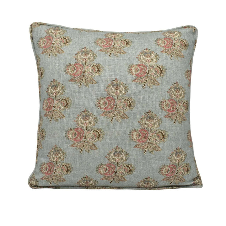 GP & J Baker - Poppy Paisley - Aqua - 18th Century Indian Floral Paisley Designer Cushion Cover - Luxury Throw Pillow - Handmade Home Decor.