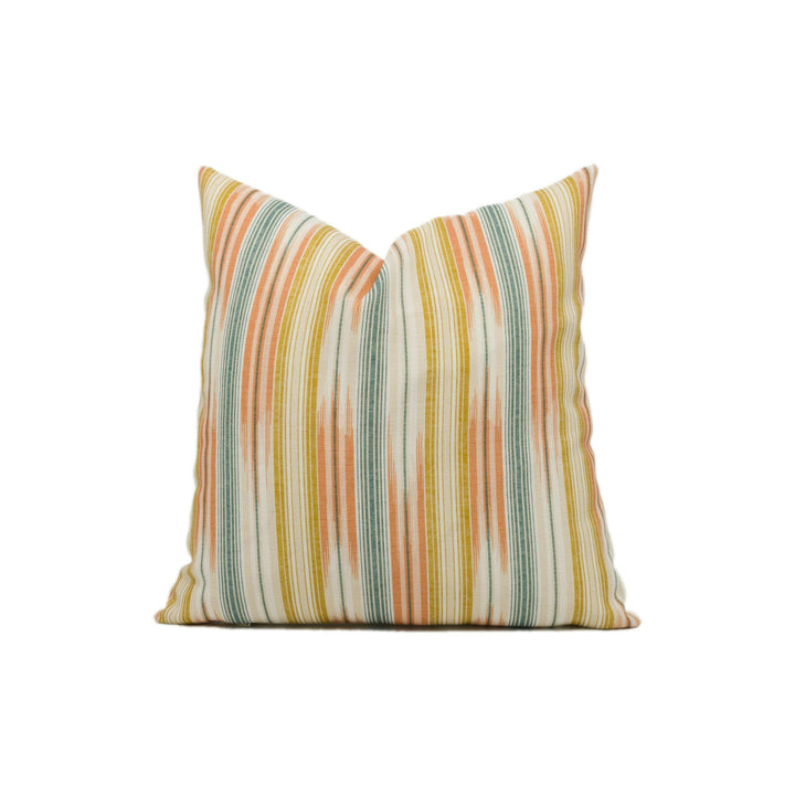 Sanderson - Ishi - Sandstone / Agave - Ikat Style Striped Cushion Cover - Handmade Throw Pillow - Designer Home Décor.