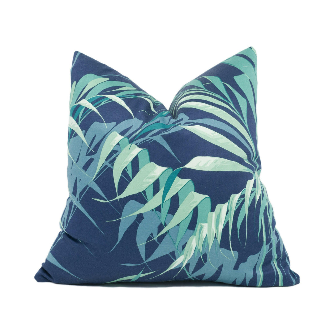 Sanderson - Palm House - Ink / Teal - Tropical Leafy Palm Tree Cushion Cover - Handmade Throw Pillow - Designer Home Décor.