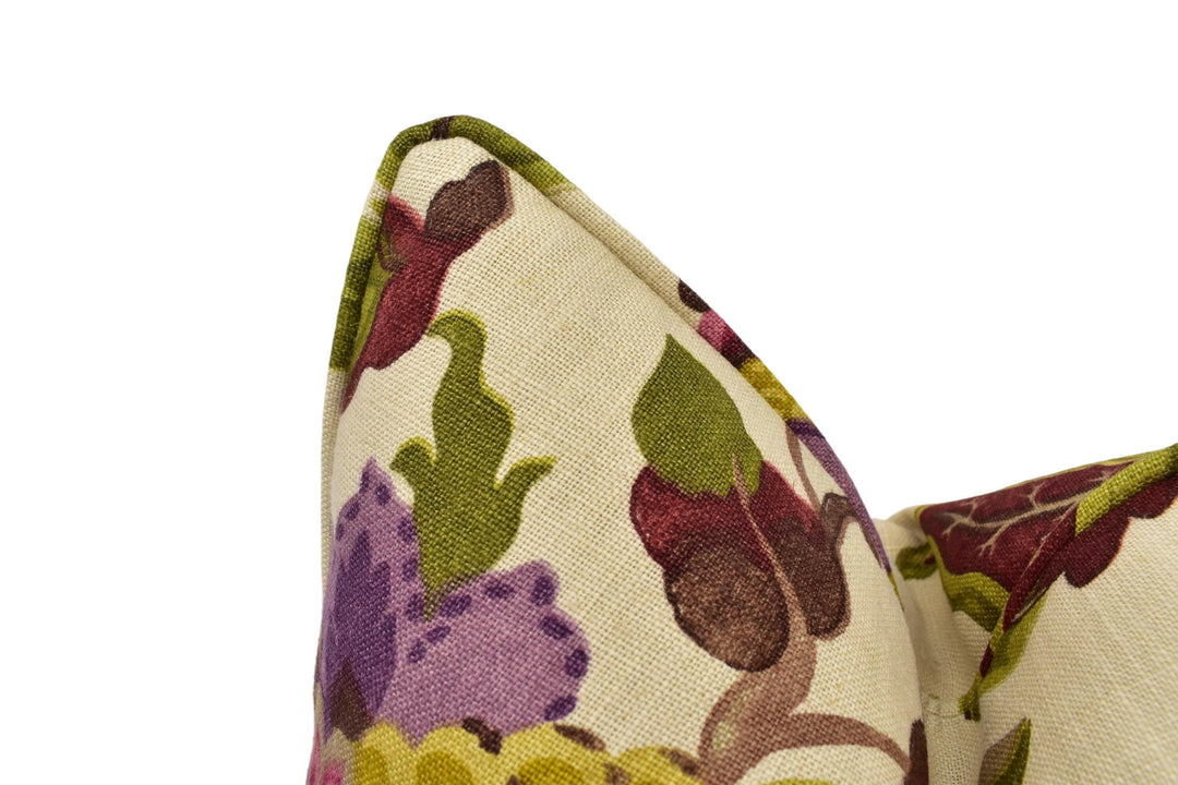 Sanderson - Amanpuri - Mulberry / Olive - Classic 1920's Jacobean Floral Designer Cushion Cover - Luxury Throw Pillow - Handmade Home Decor.