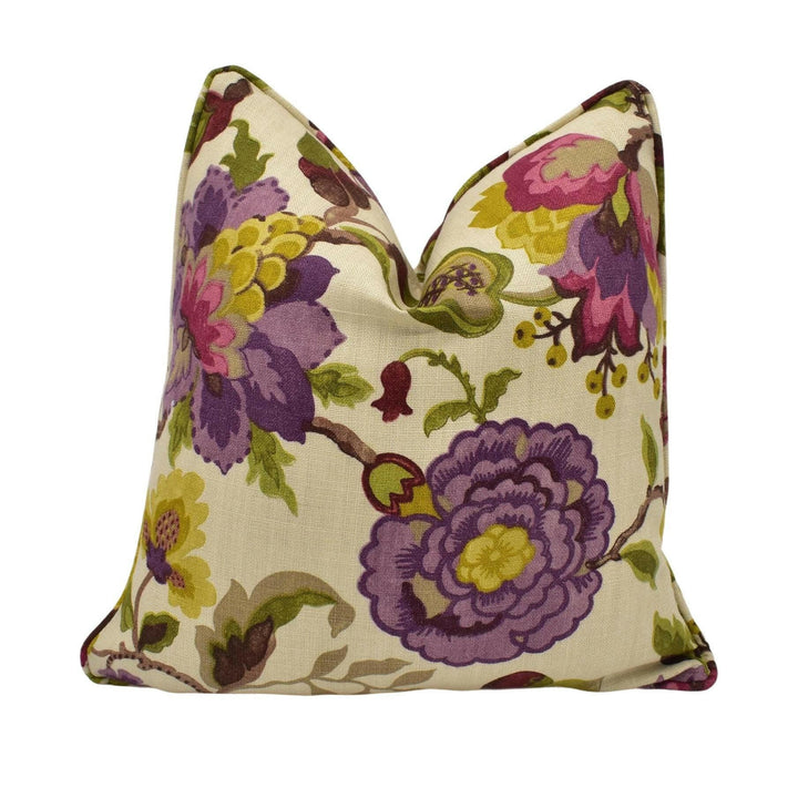 Sanderson - Amanpuri - Mulberry / Olive - Classic 1920's Jacobean Floral Designer Cushion Cover - Luxury Throw Pillow - Handmade Home Decor.