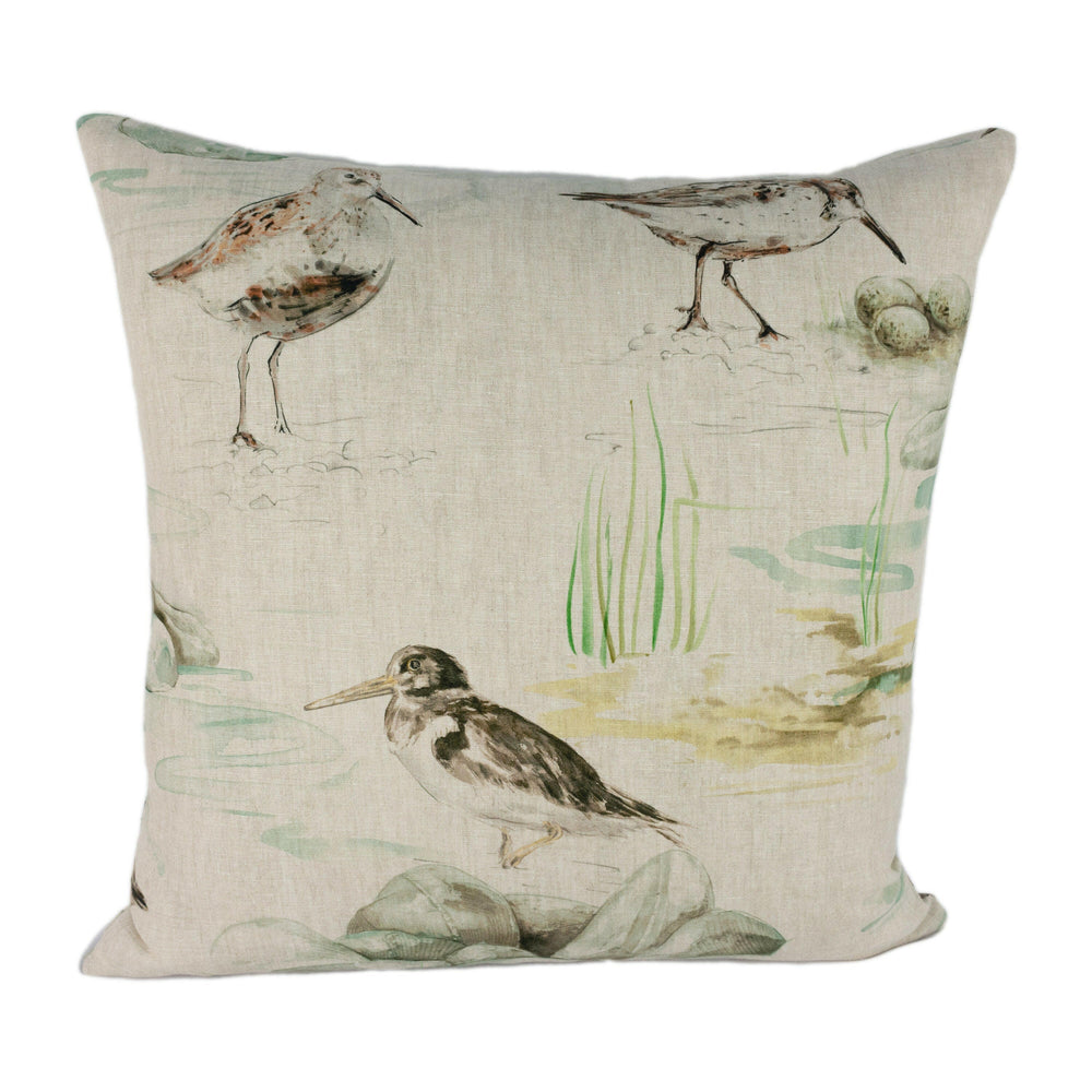 Sanderson - Estuary Birds Linen - Eggshell / Nest - Cushion Cover Throw Pillow Designer Home Decor.