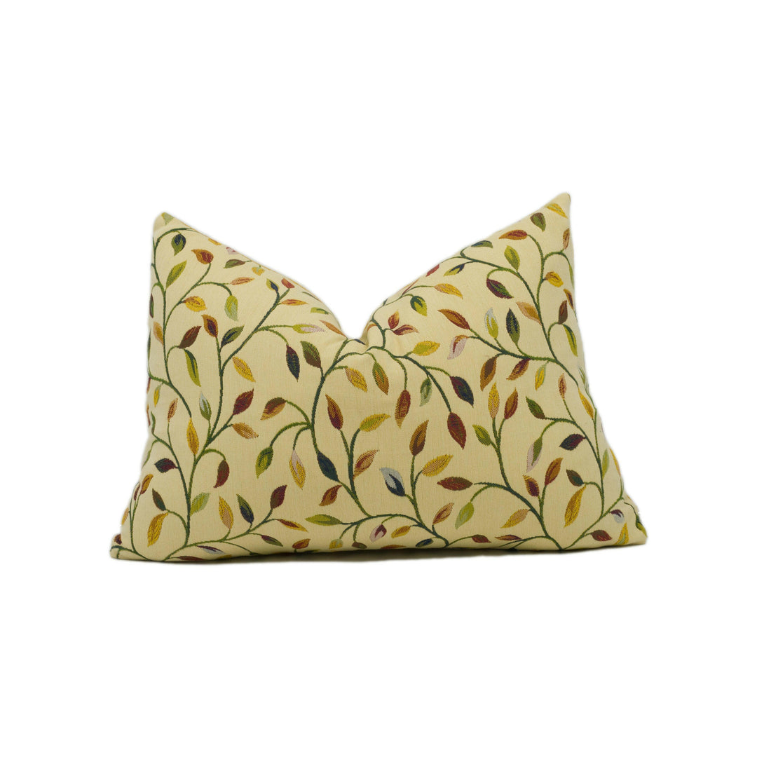 Voyage - Cervino - Col / Multi - Fine Leafy Scrolling Vine Cushion Cover - Handmade Throw Pillow - Designer Home Décor.