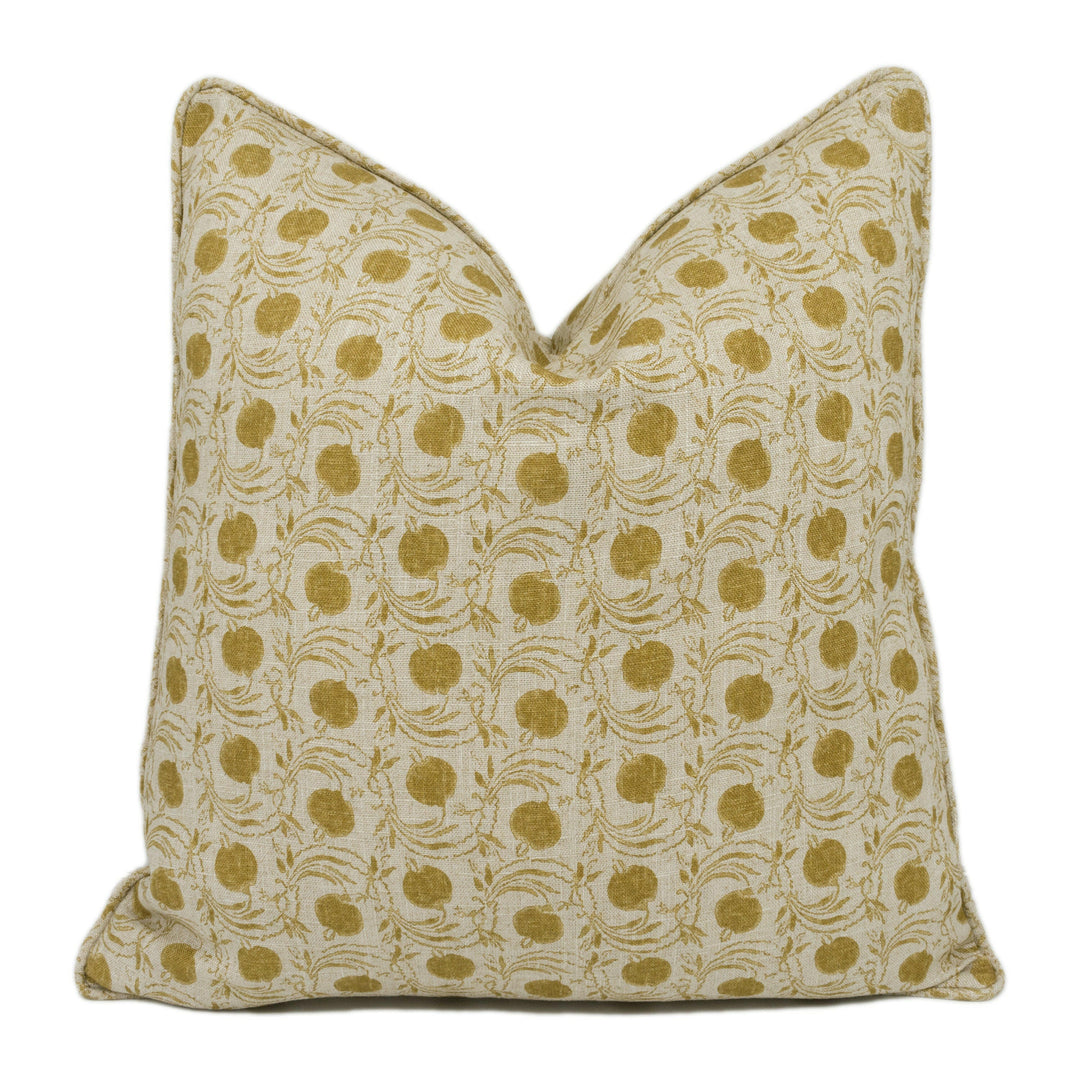 GP & J Baker - Seed Pod - Ochre - Small Scale Indian Inspired Designer Cushion Cover - Luxury Throw Pillow - Handmade Home Decor.