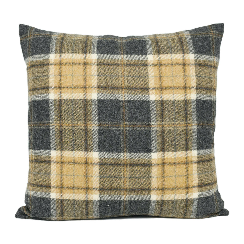 Abraham Moon - Aysgarth - Charcoal -  100% Wool Cushion Cover - Designer Plaid Pillow Cover - Handmade Custom Abraham Moon Pillow.