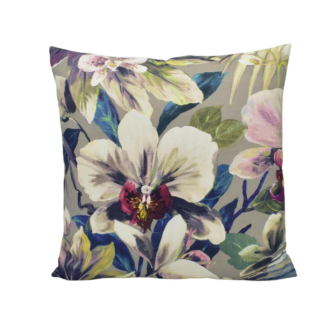 Prestigious Textiles - Moorea - Sea Spray - Dramatic Rich Contrasting Orchid Floral Designer Cushion Cover - Luxury Throw Pillow - Handmade.