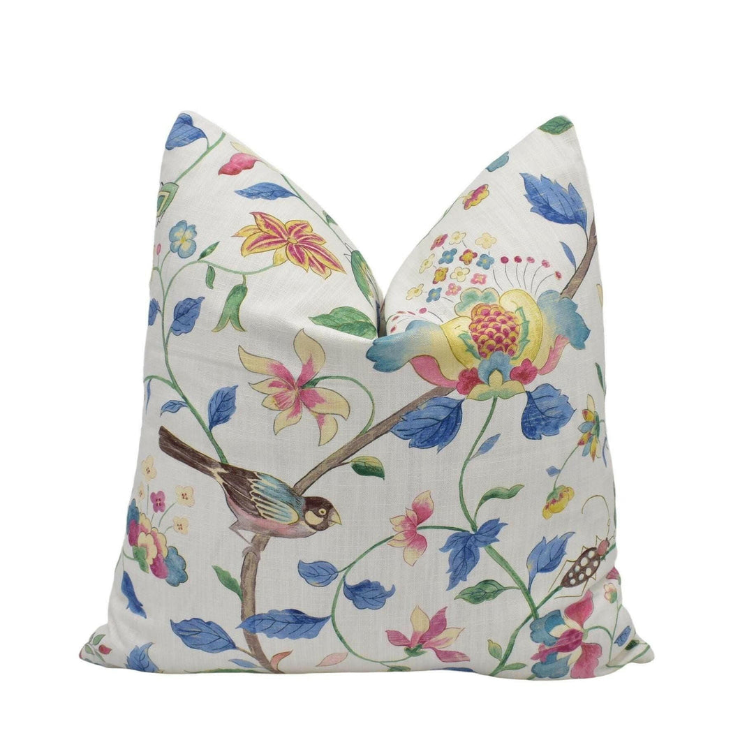 Sanderson - Aril's Garden - Indigo / Red  - Trailing Floral & Fauna Indienne Designer Cushion Cover - Luxury Throw Pillow - Handmade Home.