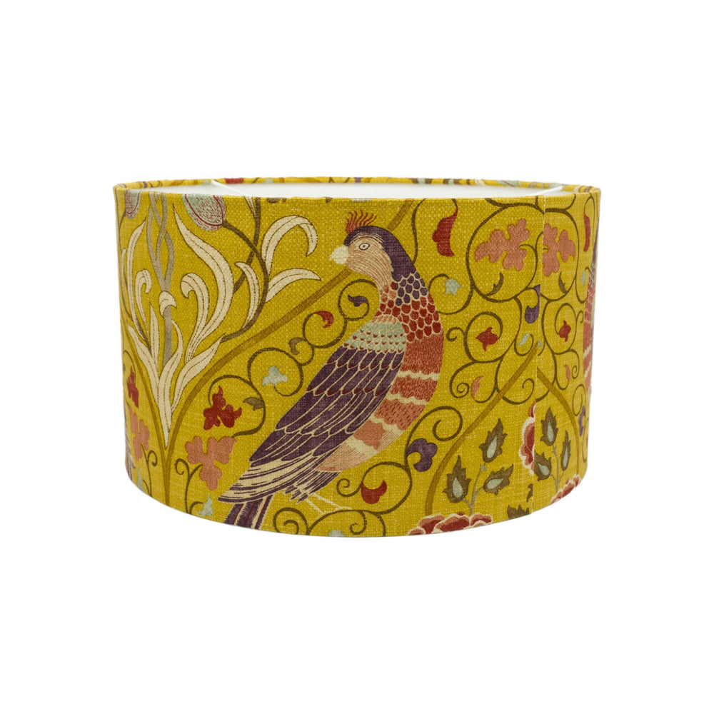 William Morris - Seasons by May - Saffron - Lampshade - Ceiling Light -  Intricate Elegant Floral Parakeet Bird Handmade Designer Home Décor.