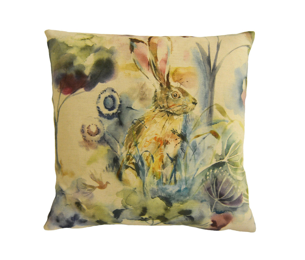 Voyage - Grassmere - Sweetpea -  Sweet Countryside Fox & Hare Cushion Cover - Handmade Throw Pillow Designer Home Decor.