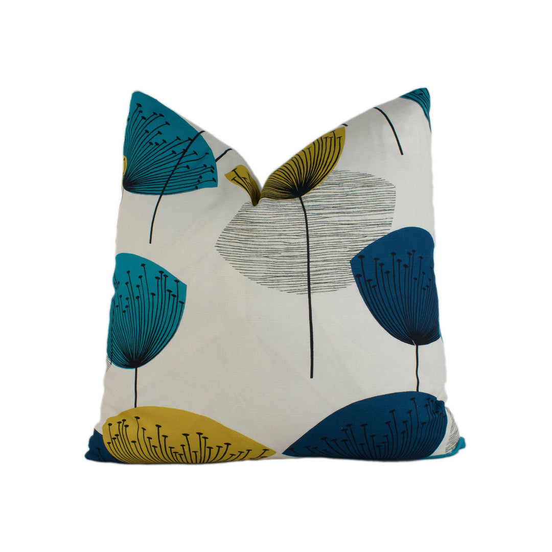 Sanderson - Dandelion Clocks - Teal -  Cushion Cover Throw Pillow Designer Home Decor.
