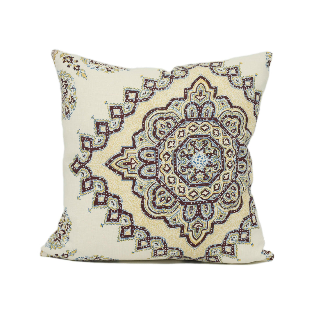 Quadrille - Persepolis - Wine / Blue - Exotic Arabic Inspired Geometric Cushion Cover - Handmade Throw Pillow - Designer Home Décor.