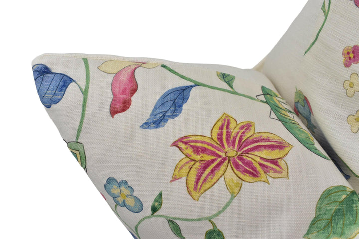 Sanderson - Aril's Garden - Indigo / Red  - Trailing Floral & Fauna Indienne Designer Cushion Cover - Luxury Throw Pillow - Handmade Home.