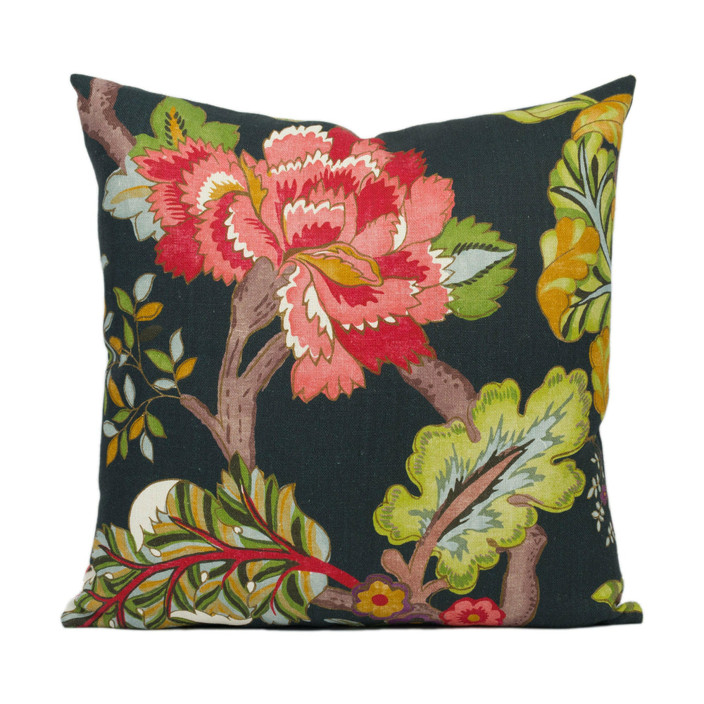 Sanderson - Fusang Tree - Ink Black / Multi -Stunning Tree of Life Cushion Cover - Handmade Throw Pillow - Designer Home Décor.