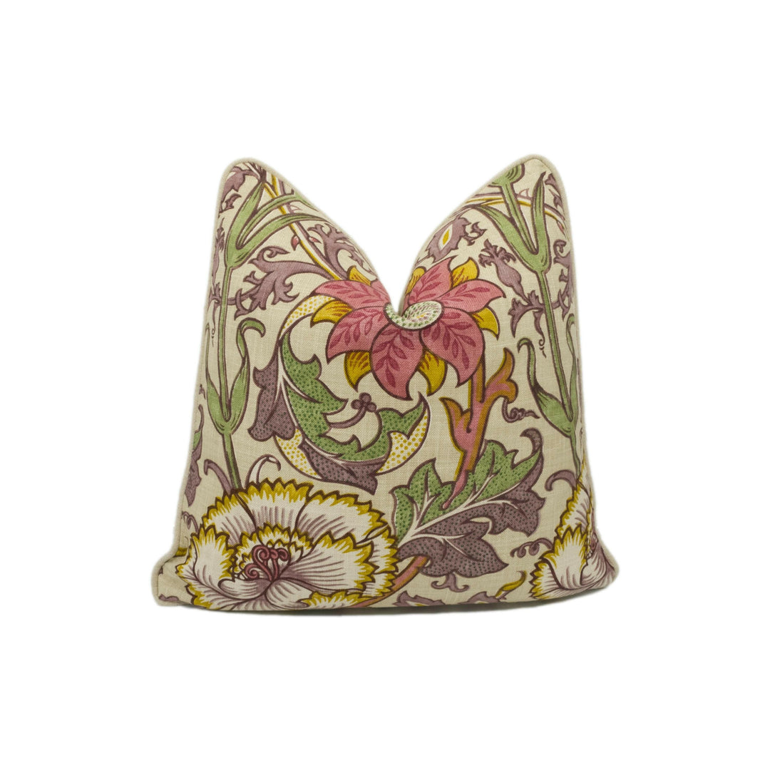 William Morris - Pink & Rose - Manilla / Wine - Cushion Cover Throw Pillow Designer Home Decor.