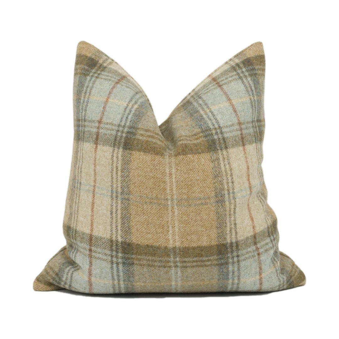 Abraham Moon - Stroud - Eau De Nil - 100% Wool Cushion Cover - Designer Plaid Pillow Cover - Handmade Custom Abraham Moon Pillow.