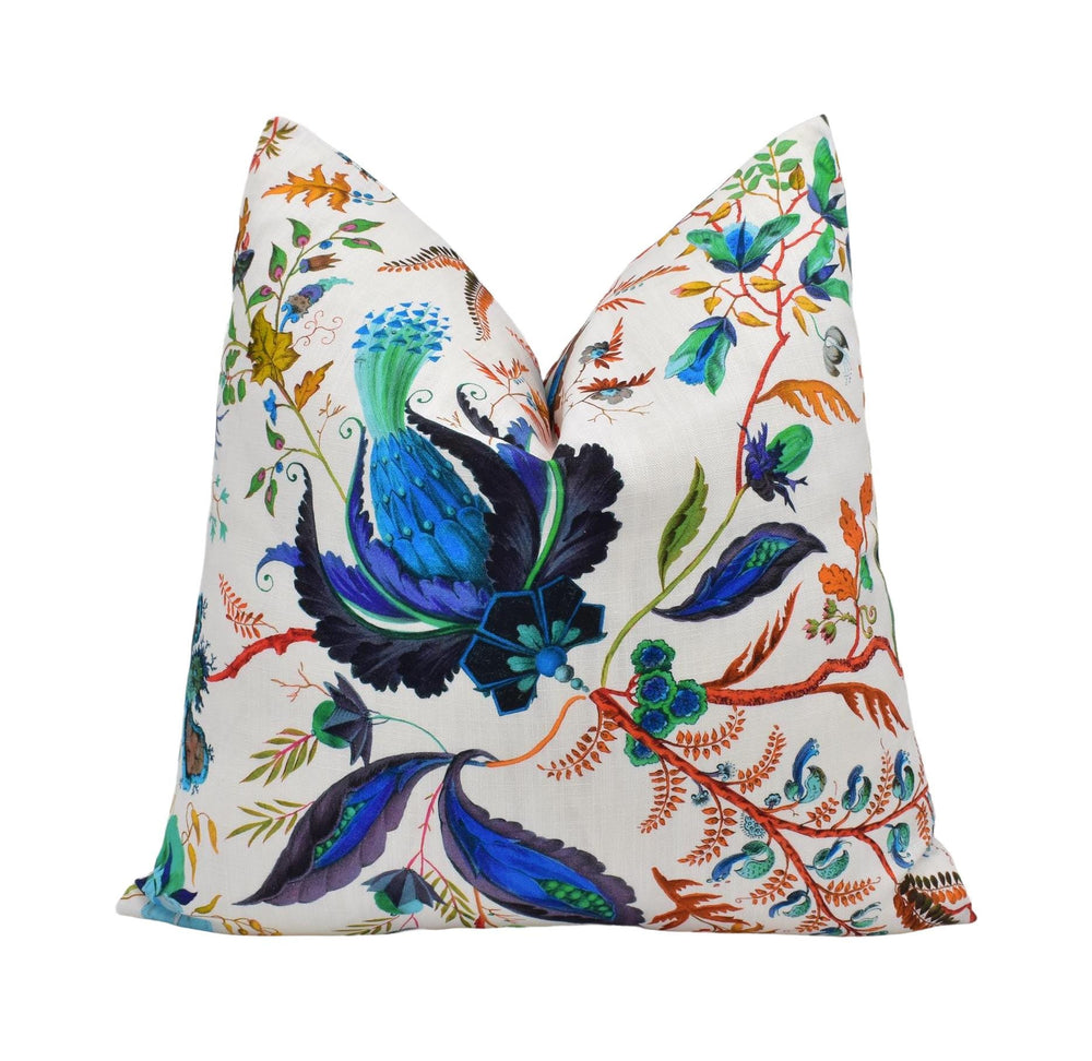 a vibrant, colorful pillow with a floral pattern.