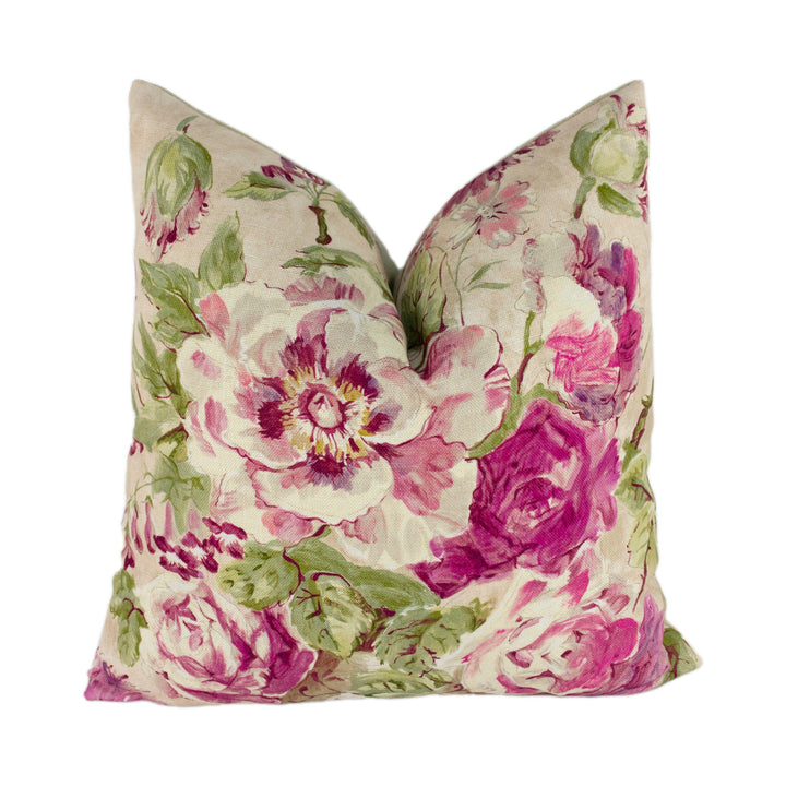 Sanderson - Giselle - Bordeaux / Olive - Cushion Cover Throw Pillow Designer Home Decor.