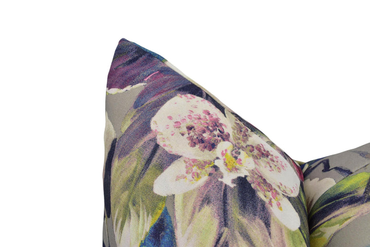 Prestigious Textiles - Moorea - Sea Spray - Dramatic Rich Contrasting Orchid Floral Designer Cushion Cover - Luxury Throw Pillow - Handmade.