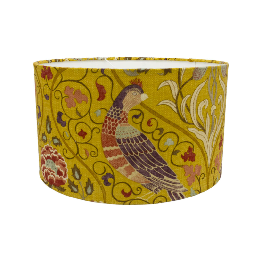 William Morris - Seasons by May - Saffron - Lampshade - Ceiling Light -  Intricate Elegant Floral Parakeet Bird Handmade Designer Home Décor.