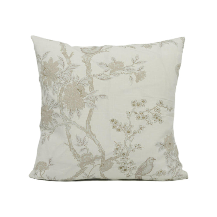 Ralph Lauren - Marlowe Floral Silk - Silver - Chic Tree Foliage and Birds Cushion Cover - Handmade Throw Pillow - Designer Home Décor.