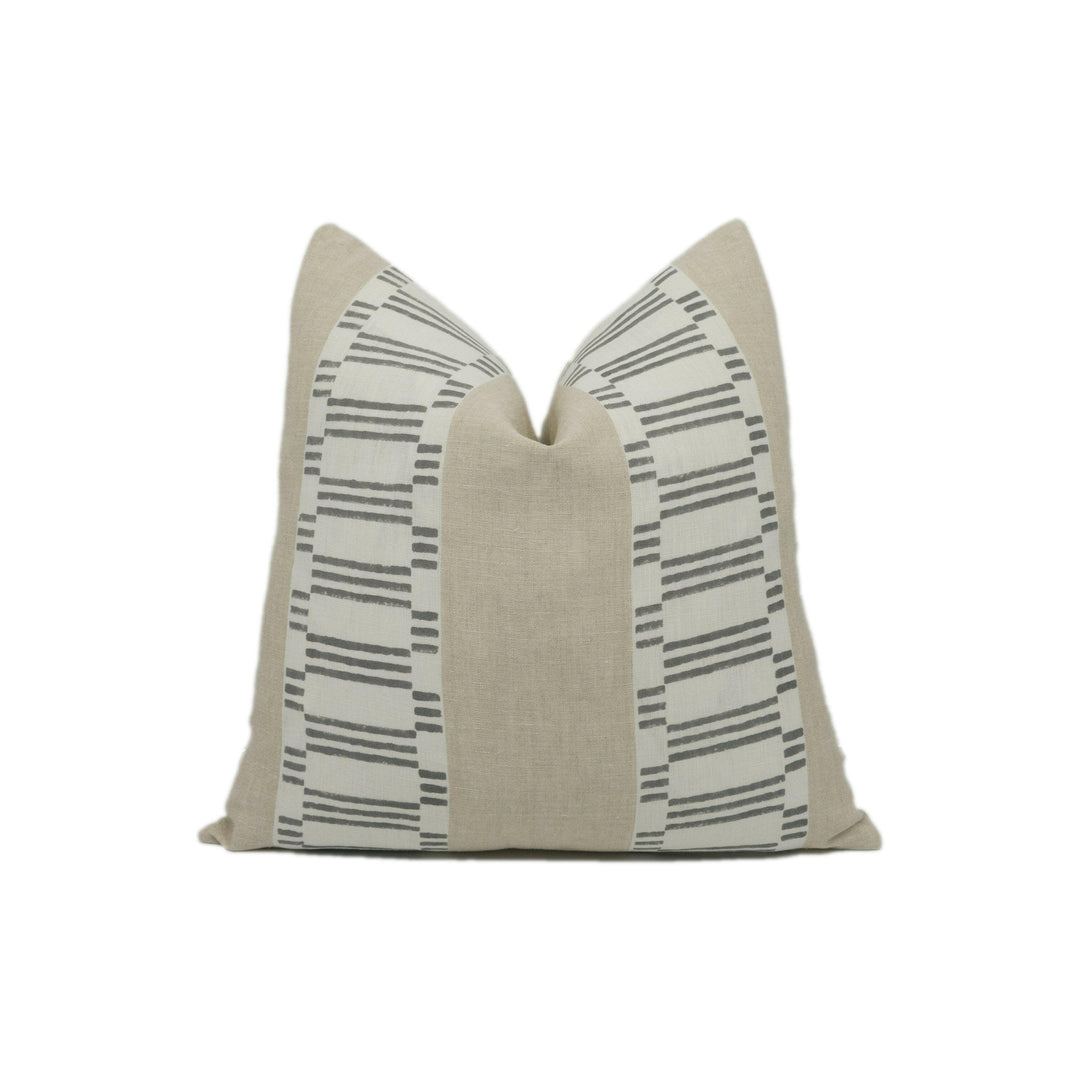 Anna French x Thibaut - Japonic Stripe - Grey - Chic Elegant Striped Cushion Cover - Handmade Throw Pillow - Designer Home Décor.
