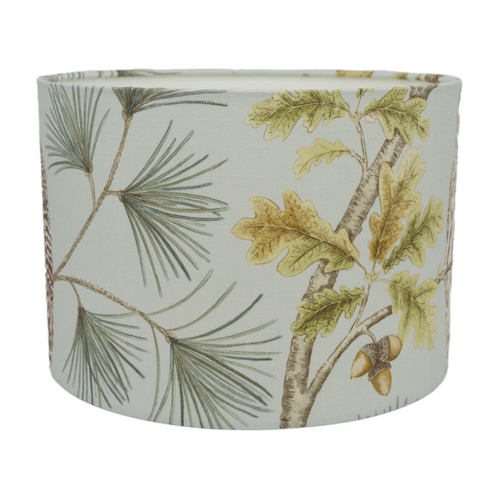 Sanderson - Owlswick - Whitstable Blue - Lampshade - Ceiling Light -  Nature Inspired Snowy Owl Pine Tree Handmade Designer Home Décor.