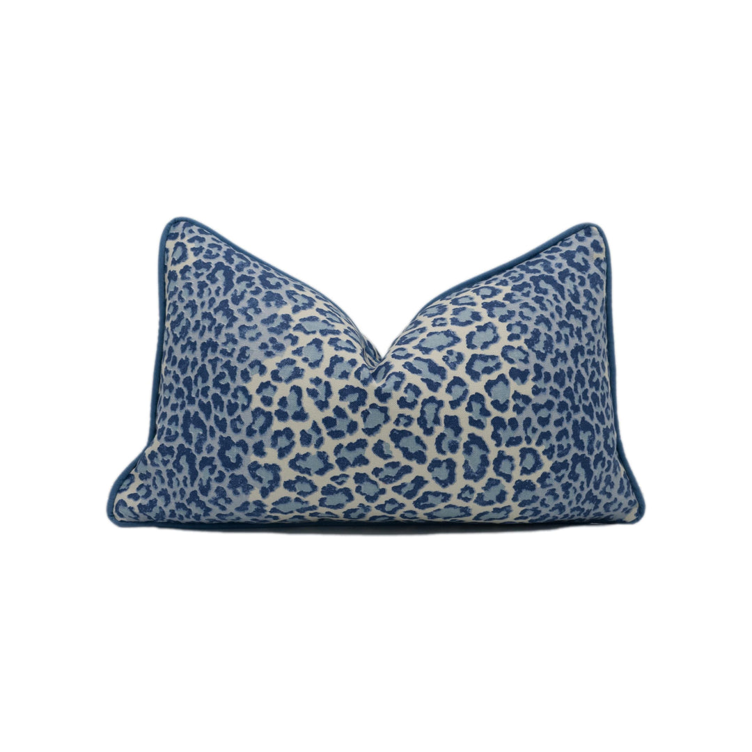 Colefax and Fowler - Panthera - Navy - Soft Distinctive Big Cat Print Stripe Designer Cushion Cover - Luxury Throw Pillow - Handmade Home