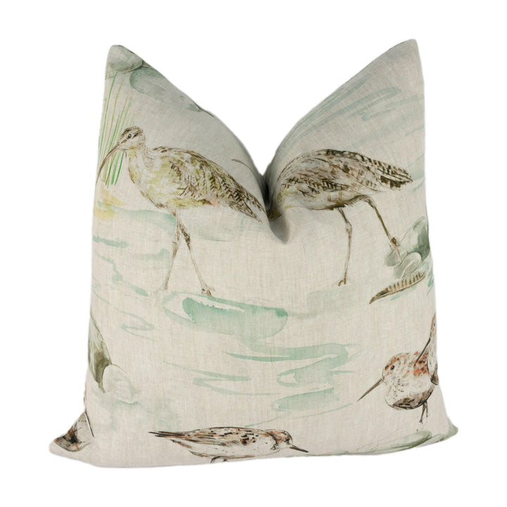 Sanderson - Estuary Birds Linen - Eggshell / Nest - Cushion Cover Throw Pillow Designer Home Decor.