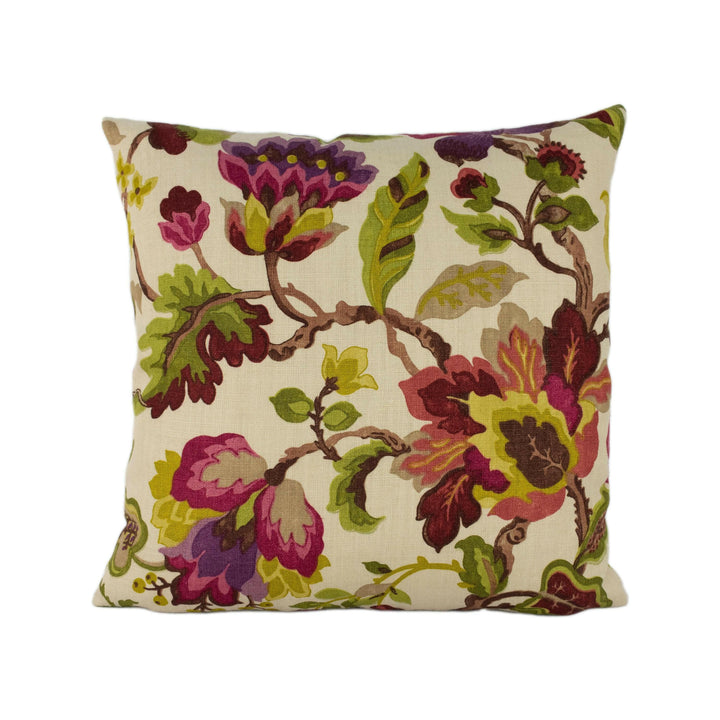 Sanderson - Amanpuri - Mulberry / Olive - Classic 1920's Jacobean Floral Designer Cushion Cover - Luxury Throw Pillow - Handmade Home Decor.