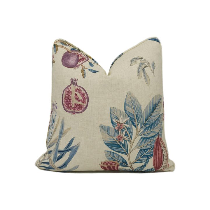 Sanderson - Lily Bank - Ruby / Indigo - Gorgeous Botanical Floral Self Piped Cushion Cover - Handmade Throw Pillow - Designer Home Décor.