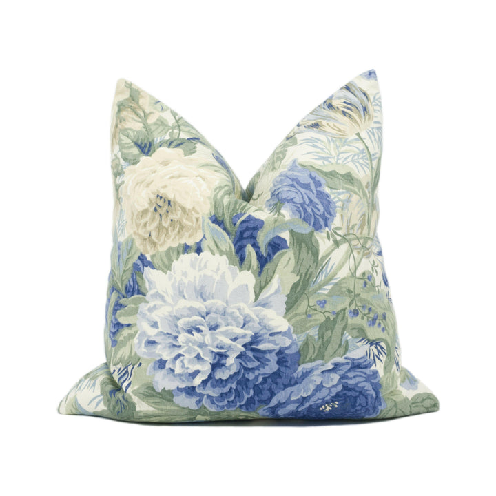 Sanderson - Devonshire Place - Blue / Cream / Green - Pretty Classic Floral Cushion Cover - Handmade Throw Pillow - Designer Home Décor.