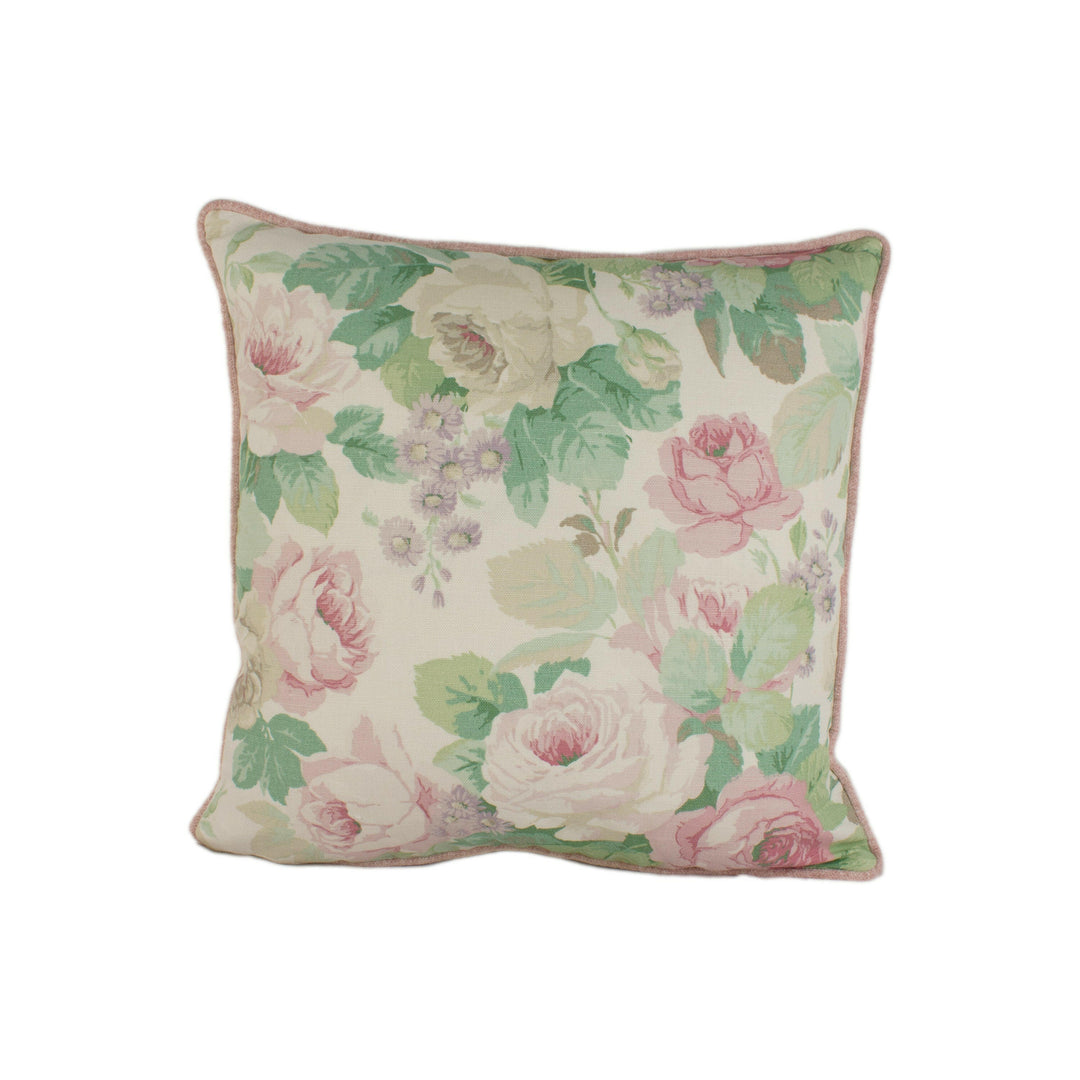 Sanderson - Chelsea - Pink / Celadon - Contrast Piped Cushion Cover Throw Pillow Designer Home Decor.