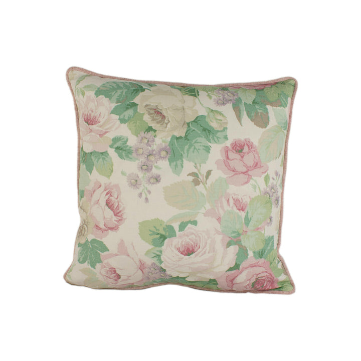 Sanderson - Chelsea - Pink / Celadon - Contrast Piped Cushion Cover Throw Pillow Designer Home Decor.