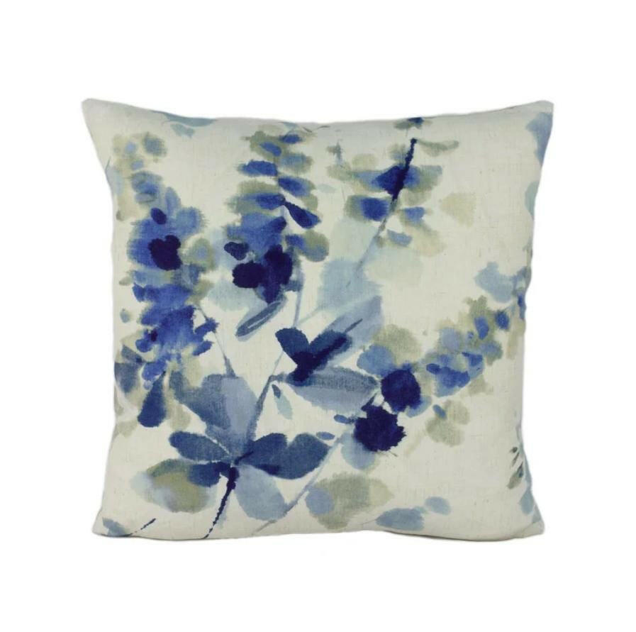 Sanderson - Delphiniums  - Indigo - Stunning Fresh Floral Designer Cushion Cover - Luxury Throw Pillow - Handmade Home Decor.