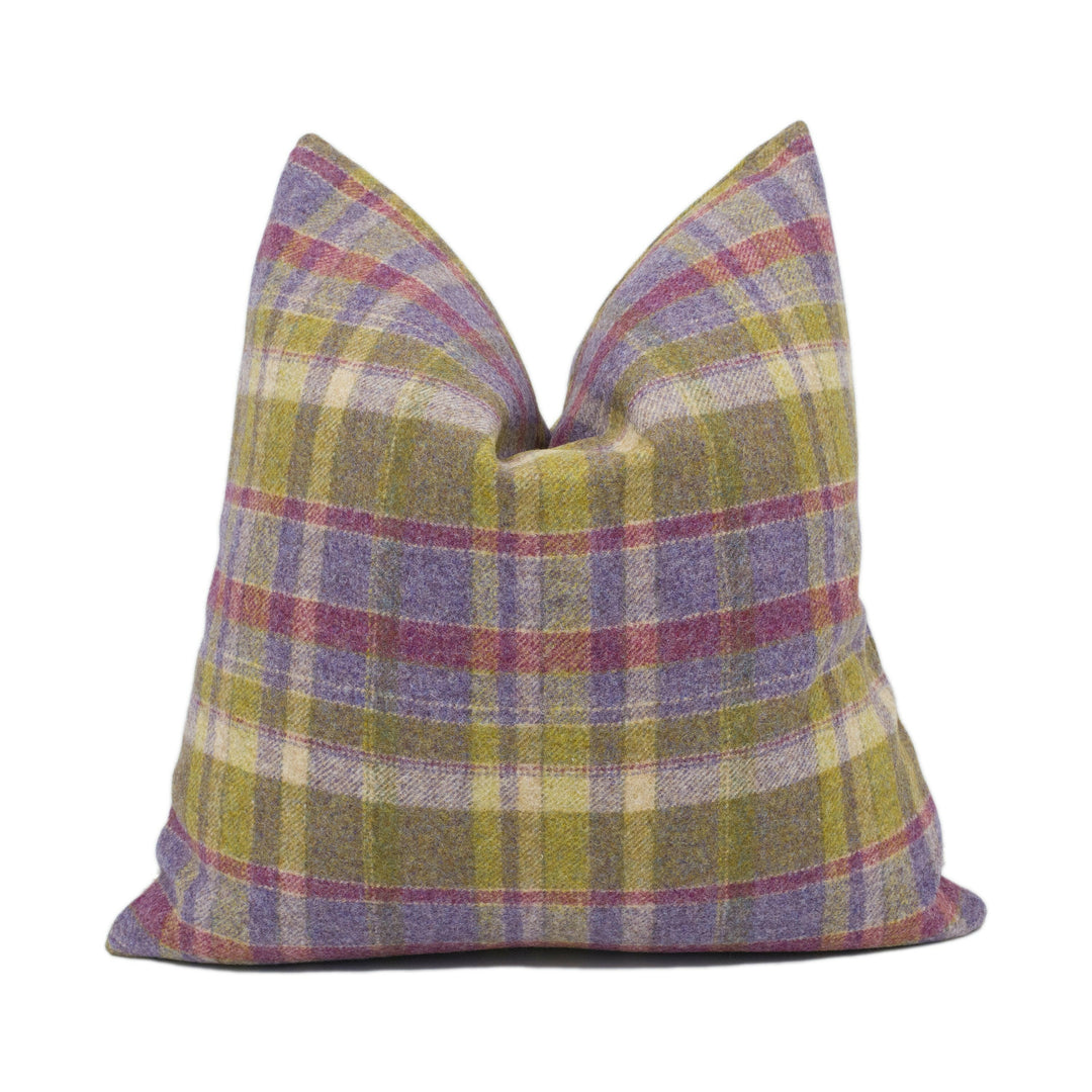 Abraham Moon - Gosford - Grape -  100% Wool Cushion Cover - Designer Plaid Pillow Cover - Handmade Custom Abraham Moon Pillow.